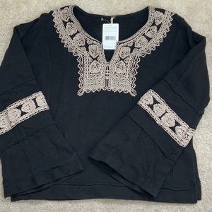 Free People black bell sleeve sweatshirt